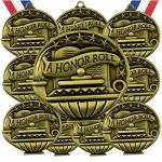 10 Pack A Honor Roll Gold Medals Trophy Award With Neck Ribbons APMG-736