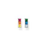Ear Studs Colourful Stones Silver