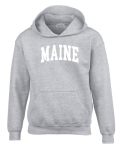 Wild Bobby State Of Maine College Style White Fashion Youth Hooded Sweatshirt Heather Grey Large
