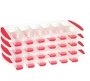 Red Silicone Base Large Cubes Ice Tray - Set Of 4 Plastic Silicone Ice Cube Tray Red Base Pack Of 4