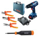 Bosch - Cordless Drill Kit 14PC Retractable Screwdriver & 3PC Plier Set