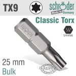 GO GREEN Schroder Torx TX9 25MM Classic Bit Bulk