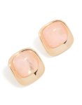 Goldair Gold Pink Marble Stone Centre Square Stud Earrings