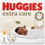 Huggies Extra Care Nappies - Size 1 New Baby - 76 Nappies Value Pack