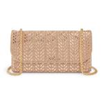 Rose Gold Brocade Diamante Clutch Bag