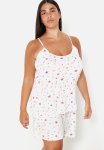 Plus Starfish Strap Knitted Pajama Set - Pink & White