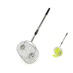 Voodans Stainless Steel Tennis Ball Picker Upper Adjustable Cylinder Hopper With Hangable Handle Portable Tennis Ball Collector
