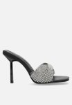 Pegasus Mule Heel - Black Silver Diamante