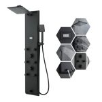 Menatt Stainless Steel Shower Panel Tower System With Height Adjustable Rainfall Shower Head 4 In 1 Shower Panels With 6 Body Je