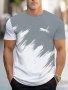 Men's Running Animal Pattern Color Blocking Short Sleeve Crew Neck T-Shirt For Summer Casual Comfy Tee As Gift