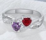 NJ507-CRI103466 Sterling Silver Personalized Names & Birthstones Ring