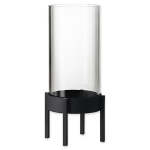 Candle Holder: Cylindrical Glass On Black Steel Base Nero L 32CM