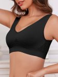 1PC Solid Hollow Out Wireless Tank Bra Elegant Comfy Push Up Bra Women's Lingerie & Underwear