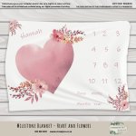 Milestone Blanket Heart And Flowers