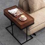 Poppins Hidden Storage Side Table Walnut Finish