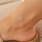 Ainsley 925 Sterling Silver Heart Ankle Chain Size 20.8CM Adjustable