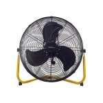 Alva Air 50CM High Velocity Floor Fan Metal Matte Black Yellow Stand 3 Speed 160W