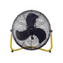 Alva Air 50CM High Velocity Floor Fan Metal Matte Black Yellow Stand 3 Speed 160W