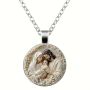 Holy Family Glass Pendant Necklace Virgin Mary Jesus Necklace