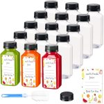 Boomiboo Juice Bottles With CAPS15PCS 8OZ Plastic Bottles With Caps Clear Reusable Water Bottle Juice Containers - With 15PCS La