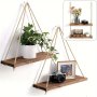 1pc Creative Wooden Swing Wall Decor With A Hemp Rope Wall-mounted Mural Organizer Ornaments Wood Wall Art Storage Rack For Store Farm Porch Living