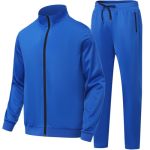 Hodosports Mens Tracksuits 2 Piece Full Zip Jogging Running Suits Sweatsuits For Men Shiny Sport Track Suits Sets Royal Blue L