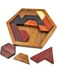 Wooden Hexagon Tangram Puzzle Brain Teaser Family Educational Game