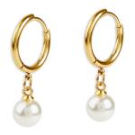 Goldair Gold Pearl Drop Hoop Earrings
