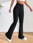 Solid Color Flare Leg Pants Casual High Waist Bootcut Pants For Spring & Summer Women's Clothing