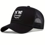 1PC Men's Funny Face Embroidered Baseball Cap Fashion Trucker Cap Outdoor Adjustable Casual Cap Suitable For Spring And Autumn T