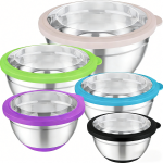 Homgem 10 Pieces Stainless Steel Serving Salad Bowls With Lids Multi-color
