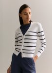 Mercerised Cotton Jersey Stripe Cardigan