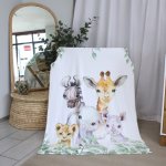 Fleece Blanket Soft Leaf Safari White And Beige Set Neutral