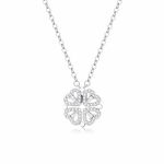 Heart Four Leaf Clover Necklace Clover Hearts Necklace For Women Clover Necklace Fashionable Heart Folding Gold Hollow Four Leaf