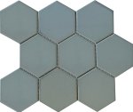 Large Hexagon Teal Gloss Mosaic