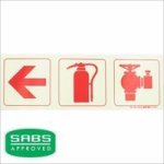 Parrot Photoluminescent 190MM Safety Sign - F11 - Arrow Left + Fire Extinghuisher + Fire Hydrant