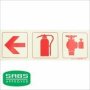 Parrot Photoluminescent 190MM Safety Sign - F11 - Arrow Left + Fire Extinghuisher + Fire Hydrant