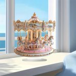 Charming Acrylic Carousel Desk Decor - Romantic Tabletop Sign Perfect For Home Cafe Or Office - Unique Gift Idea 24.89CM X 23.11