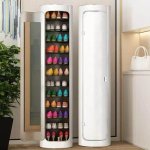 12 Layer 360 Degree Rotating Shoe Cabinet With Mirror