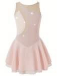Girls Splicing Sleeveless Dance Dress Skating Dress