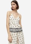Satin Cami Top - Cream Patterned