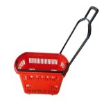Plastic Roller Shopping Basket Steel Pull Handle 48L Colour Options