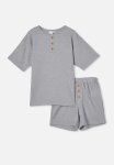 Cotton On Giovanni Short Sleeve Pyjama Set - Light Grey Marle