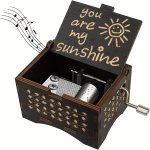 1PC You Are My Sunshine Music Box Gifts For Mom Hand Crank Wooden Vintage Laser Engraved Small Music Box Gifts For Birthday anni