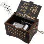 1pc You Are My Sunshine Music Box Gifts For Mom Hand Crank Wooden Vintage Laser Engraved Small Music Box Gifts For Birthday/Anniversary/Wedding/Valentine/New Year Home