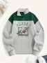 Eagle & Letter Print Quarter Zip Sweatshirt Casual Long Sleeve Lapel Sweatshirt For Fall & Winter Women's Clothing