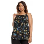 Donnay Plus Size Cami Black & Blue Floral Print Top