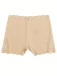 1PC Lace Stitching Boyshort Panties Soft & Comfortable Scallop Trim Bow Tie Panties Women's Lingerie & Underwear