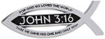 Elektroplate John 3:16 For God So Loved The World Christian Fish Text Emblem Premium Chrome Plated Metal Religous Car Truck Moto
