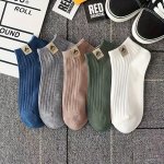 3 5 Pairs Of Men's Trendy Solid Low Cut Ankle Socks Anti Odor & Sweat Absorption Breathable Socks For All Seasons Wearing